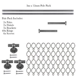 3m 12mm Button Pack In Polished -Curtains & Poles Sales 843po 20