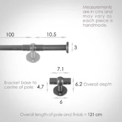 1m 16mm Button Pack In Polished -Curtains & Poles Sales 846po 13