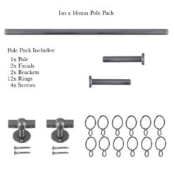 1m 16mm Button Pack In Polished -Curtains & Poles Sales 846po 20