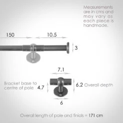 1.5m 16mm Button Pack In Polished -Curtains & Poles Sales 847po 13