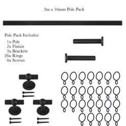 2m 16mm Button Pack In Matt Black 10 2m 16mm Button Pack In Matt Black -Curtains & Poles Sales 848mb 20