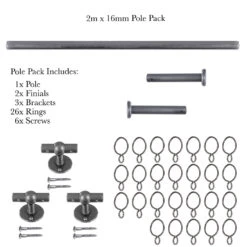 2m 16mm Button Pack In Polished 10 2m 16mm Button Pack In Polished -Curtains & Poles Sales 848po 20
