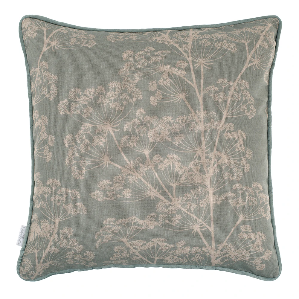 Cushion Cover In Duck Egg Cow Parsley, Contrasting Piping 3 Cushion Cover In Duck Egg Cow Parsley, Contrasting Piping