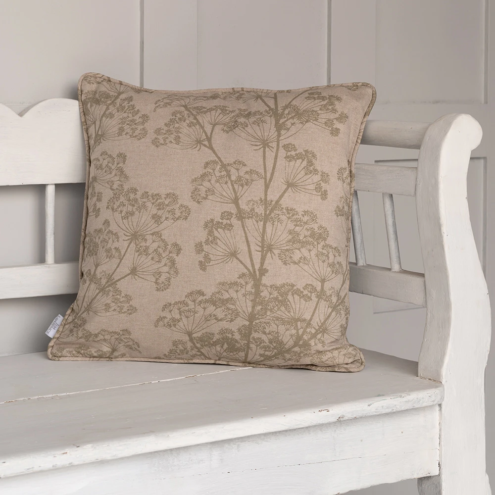 Cushion Cover In Reversed Soft Green Cow Parsley 4 Cushion Cover In Reversed Soft Green Cow Parsley - Image 2