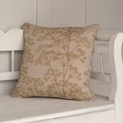 Cushion Cover In Reversed Gold Cow Parsley -Curtains & Poles Sales SCCPGOREV 12