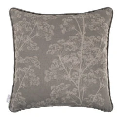 Cushion Cover In Soft Grey Cow Parsley Contrast Piping