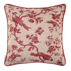 Cushion Cover In Red Printed Isabelle Contrast Piping