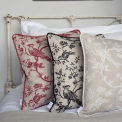 Cushion Cover In White Printed Isabelle Contrast Piping -Curtains & Poles Sales SCISWHOW 30