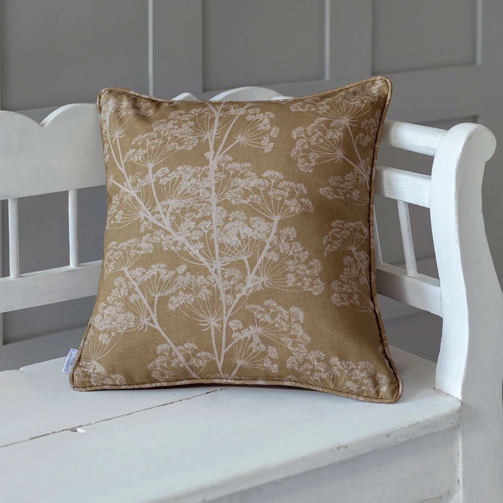Cushion Cover In Gold Cow Parsley 4 Cushion Cover In Gold Cow Parsley - Image 2