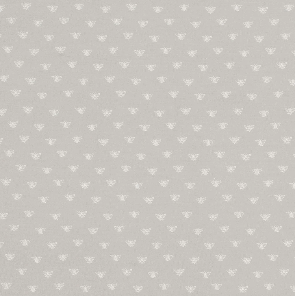 Honey Bees Fabric In Soft Grey 3 Honey Bees Fabric In Soft Grey