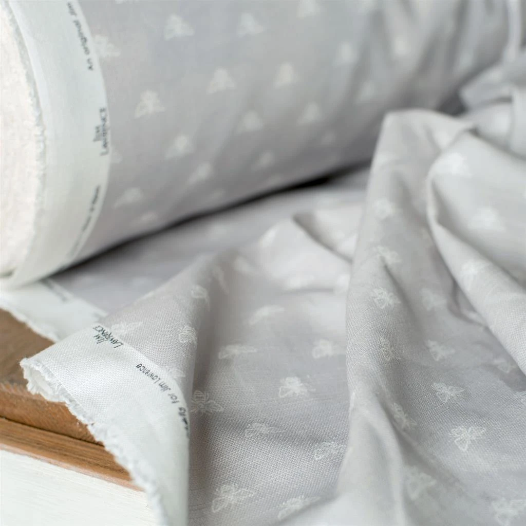 Honey Bees Fabric In Soft Grey 4 Honey Bees Fabric In Soft Grey - Image 2