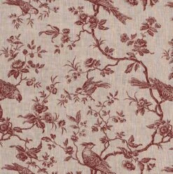 Isabelle Printed Linen Fabric In Red